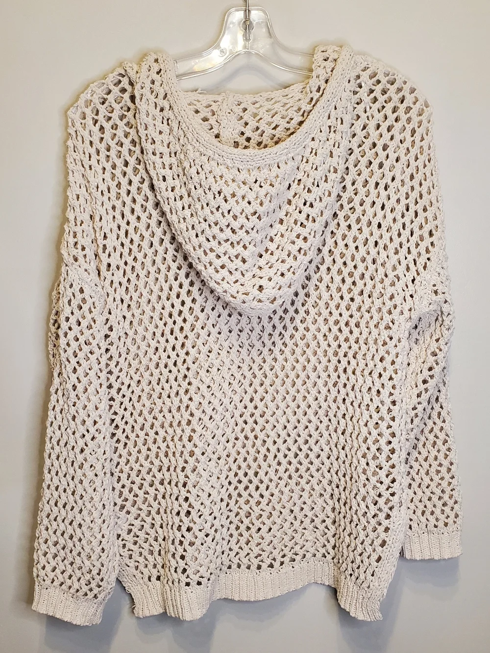 307. NWOT - Nicole Miller Atelier Open Crochet Knit Hoodie - Picture 3 of 4